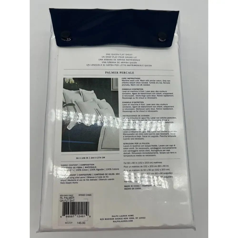Ralph Lauren Palmer Percale Queen Flat Sheet Burnished Chamois $145.00 NEW